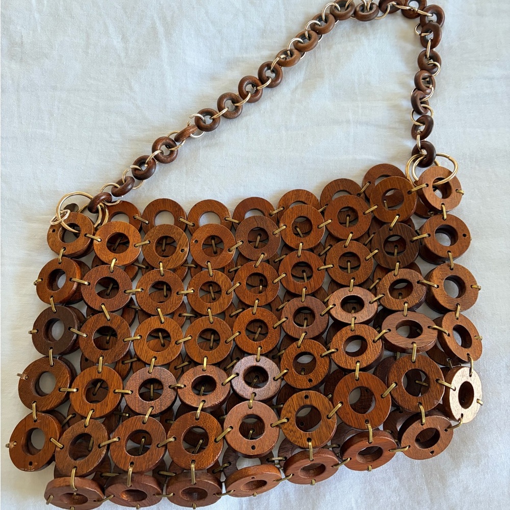 Cult Gaia Brown Wooden Shoulder Bag
